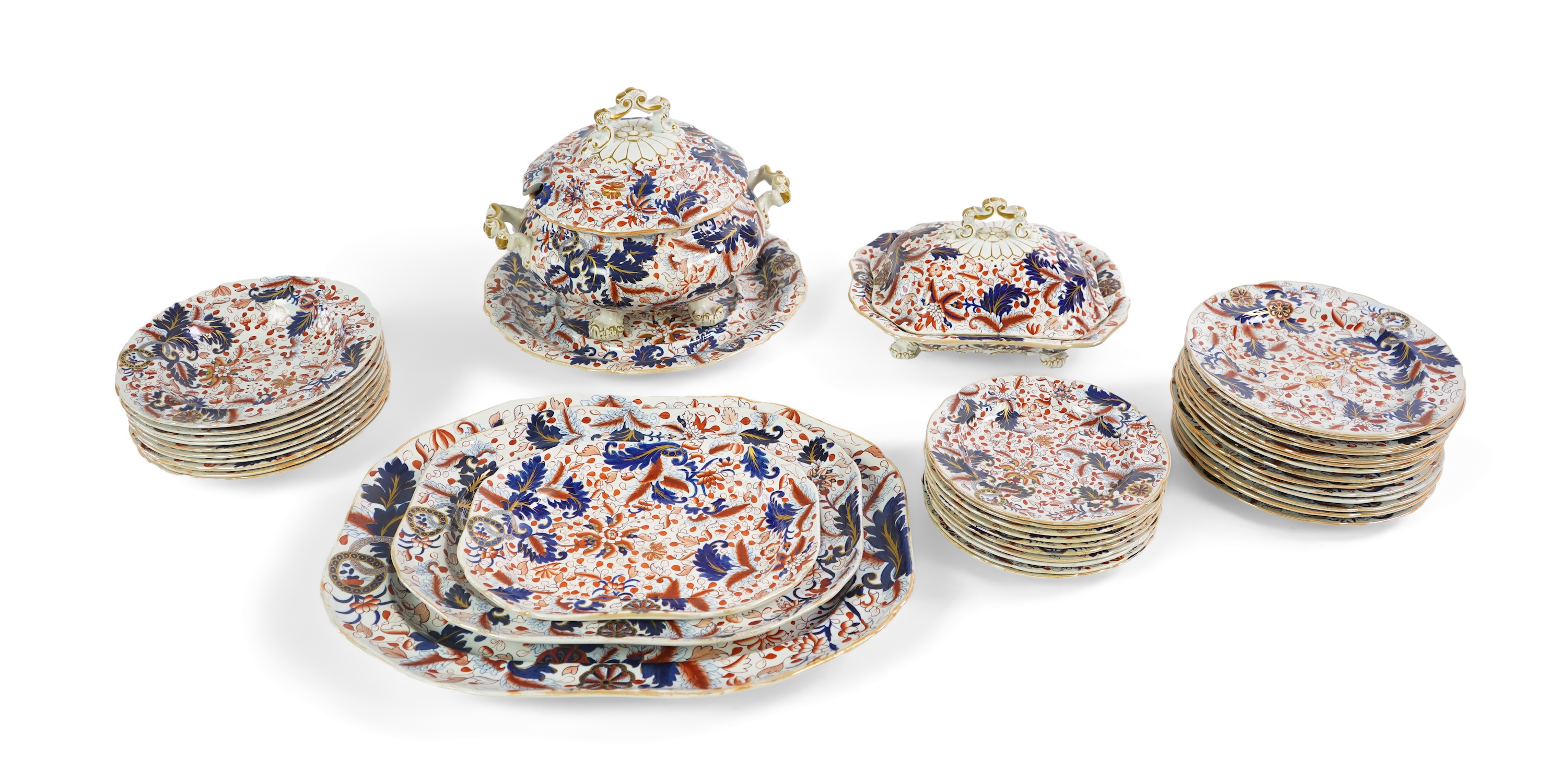 A Copeland & Garrett Imari pattern New Japan Stone part dinner service, c.1840